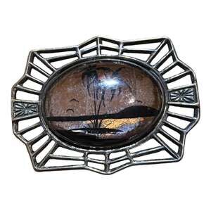 Vintage Hoffman Art Deco Butterfly Wing Tropical Sunset Brooch